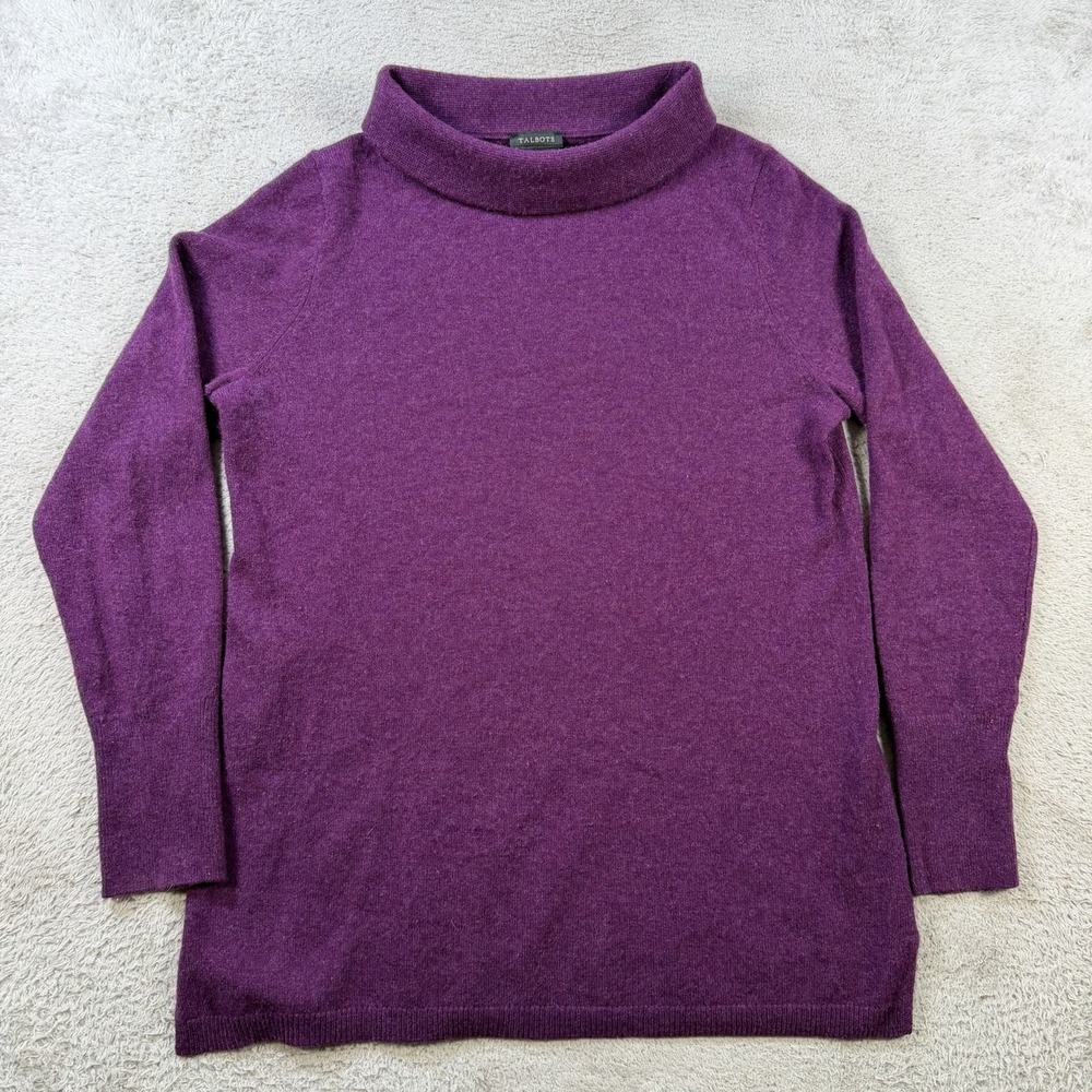 Talbots Sweater Womens Medium Purple 100% Cashmere Turtleneck Pullover Soft